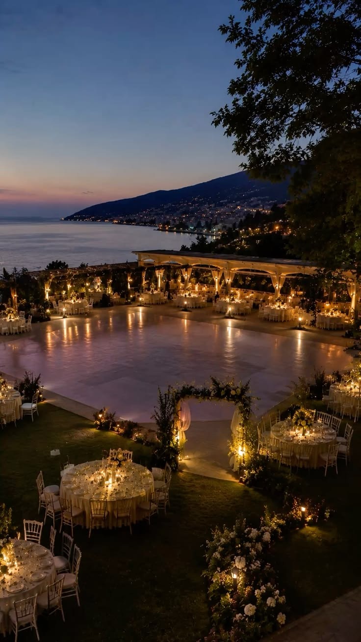 Kabir & Sana — Lakeside reception after dusk, Lake Como, Italy
