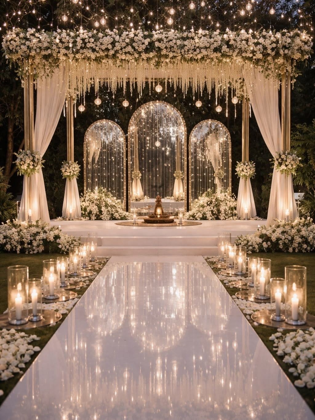 Arjun & Nyra — Garden mandap by candlelight, Udaipur, India